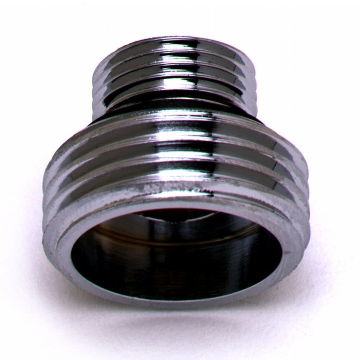 T&S Brass B-GH chrome garden hose outlet adapter showing threaded ends