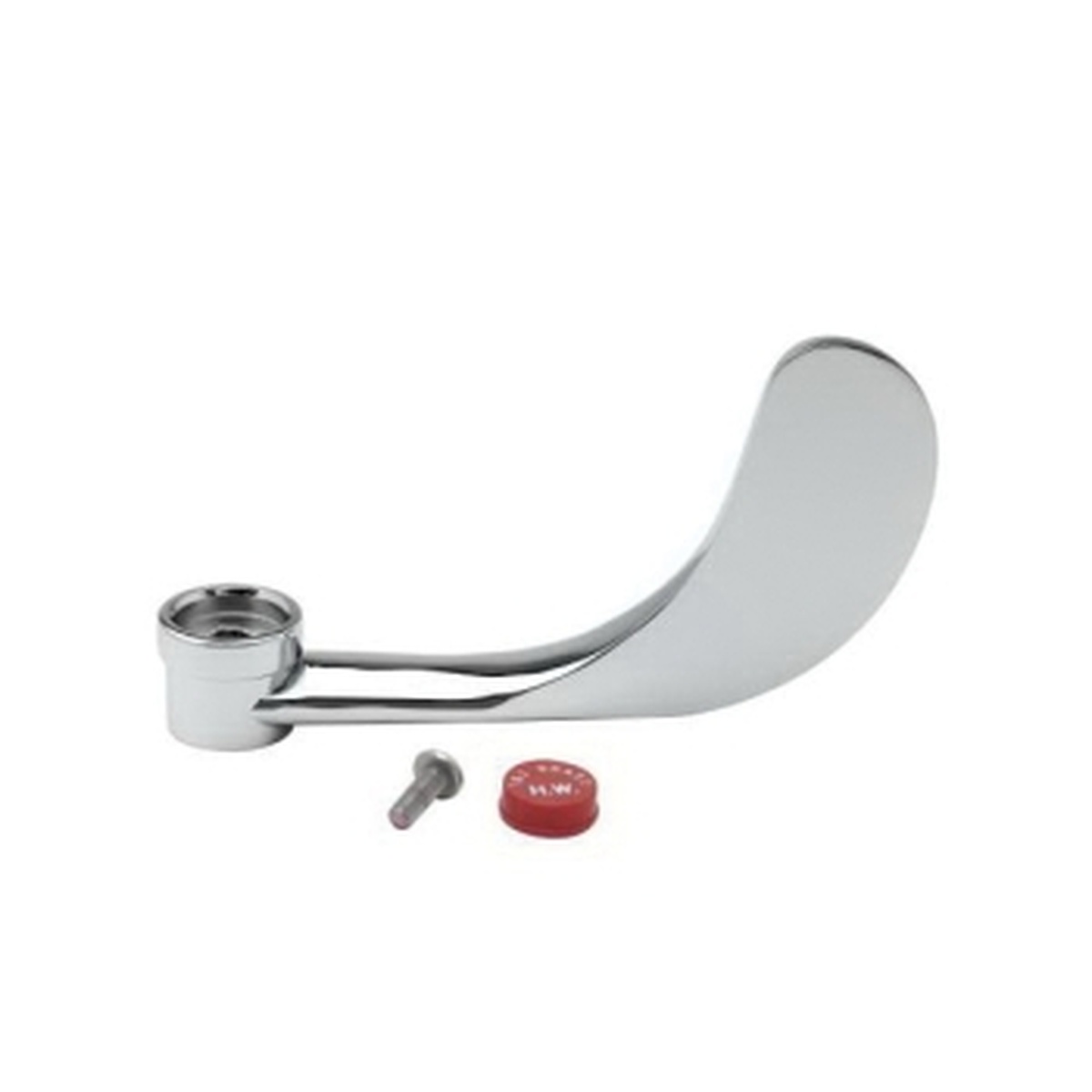 T&S Brass B-WH4H 4-inch chrome wrist-action faucet handle with red hot index button and mounting screw