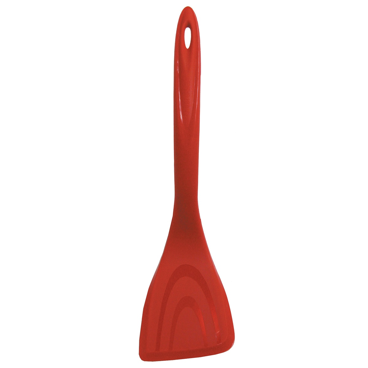 iSi Basics red silicone turner with spring steel core, 13 inches long, trapezoid blade shape
