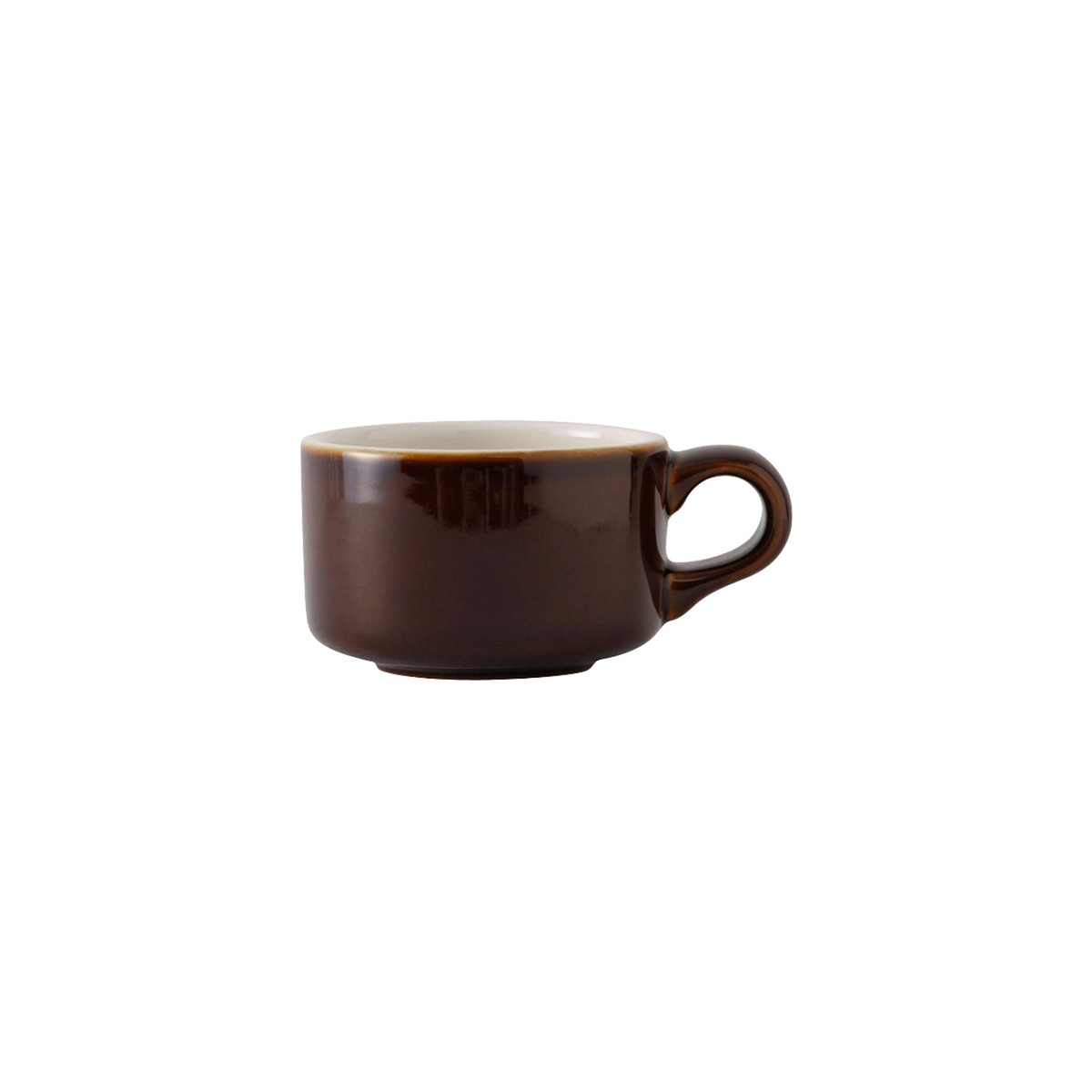 Tuxton B1M-1204 12 oz. caramel exterior and eggshell interior china soup mug with handle