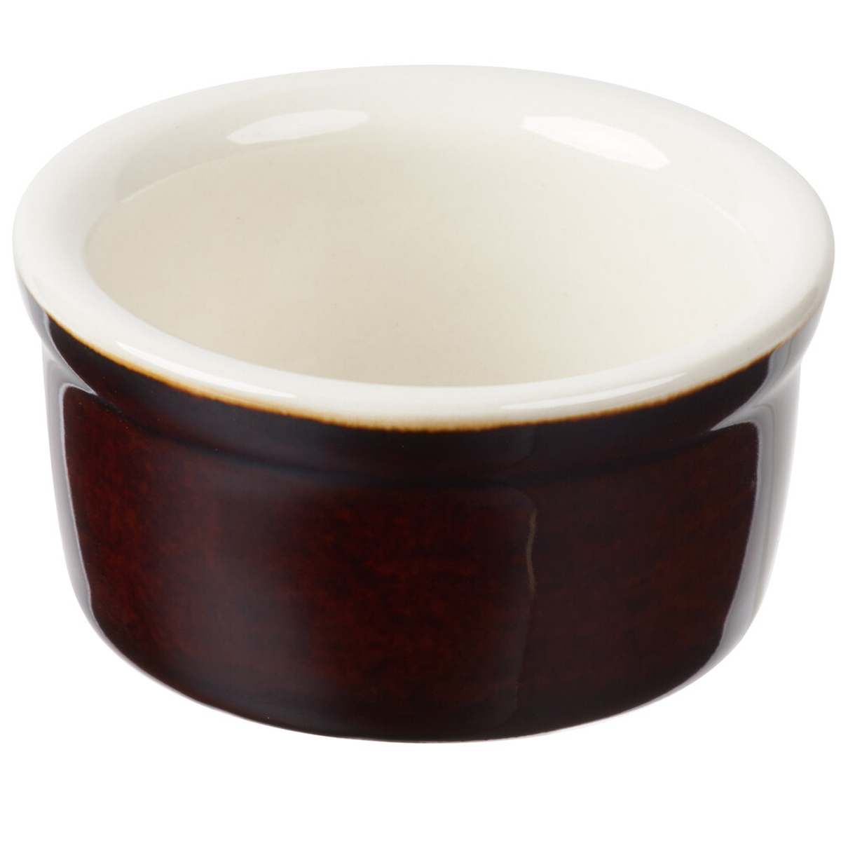 Tuxton B1X-025 2.5 oz. caramel and eggshell two-tone smooth china ramekin