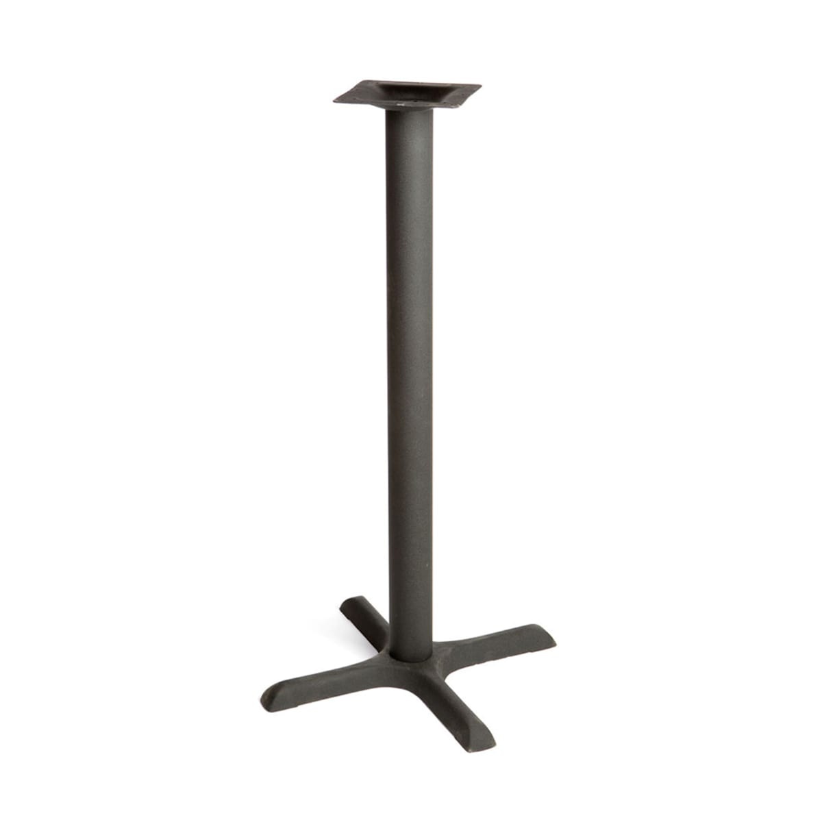 Oak Street B22-BAR black stamped steel cross-style bar height table base, 22x22 inch spread