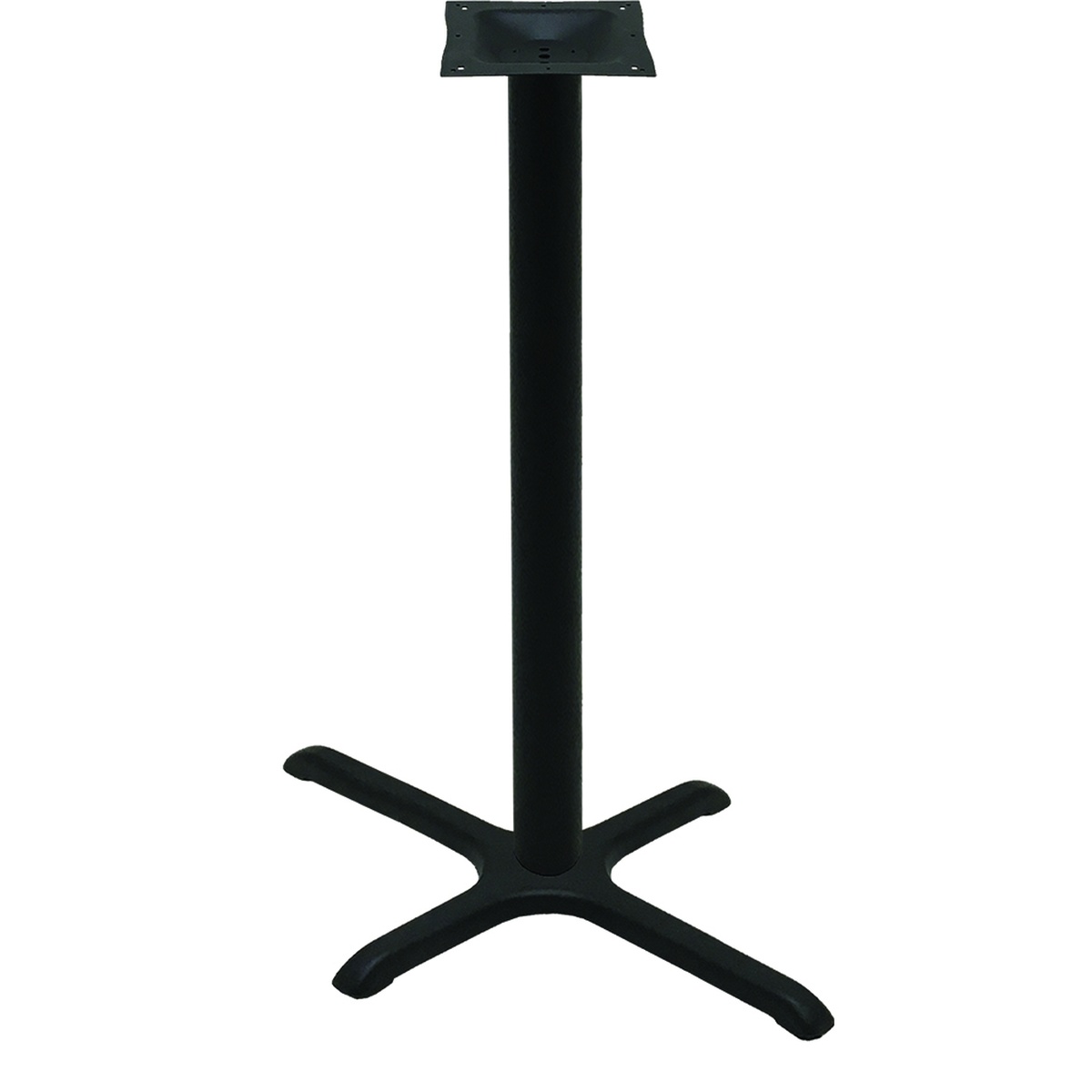 Oak Street B2230-BAR black cross-style bar height table base with 3-inch steel column and welded spider mount