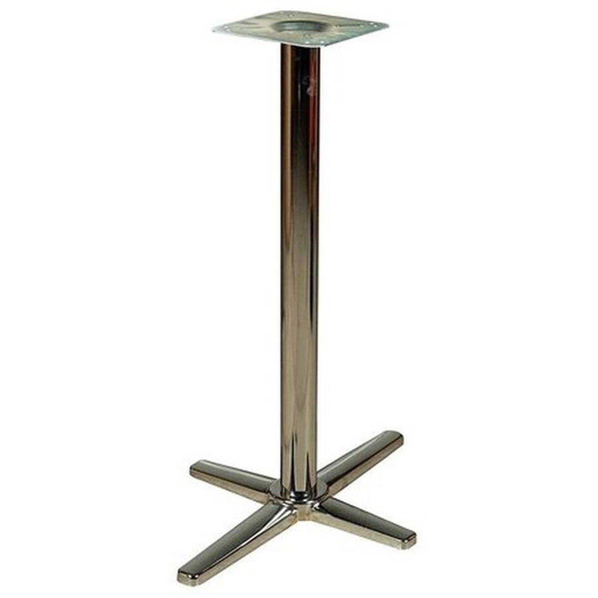 Oak Street Manufacturing B22CHR-BAR chrome plated cross table base with 3-inch column and four-leg base spread