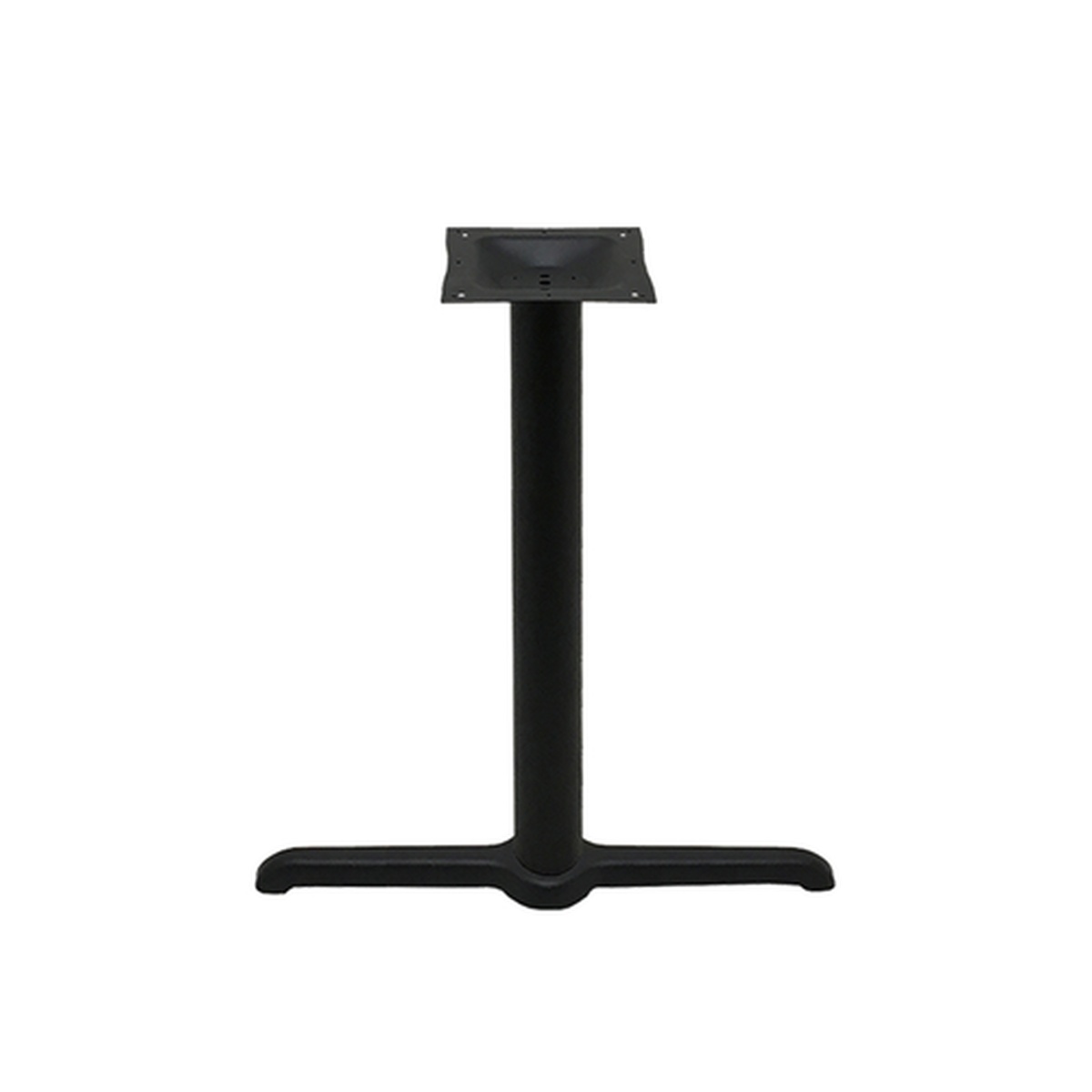 Oak Street B530-STD black stamped steel standard height table base with 4-inch column and T-style base spread