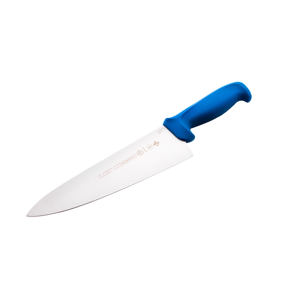 Mundial B5610-8 8-inch Cook's Knife with blue polypropylene handle, full product view