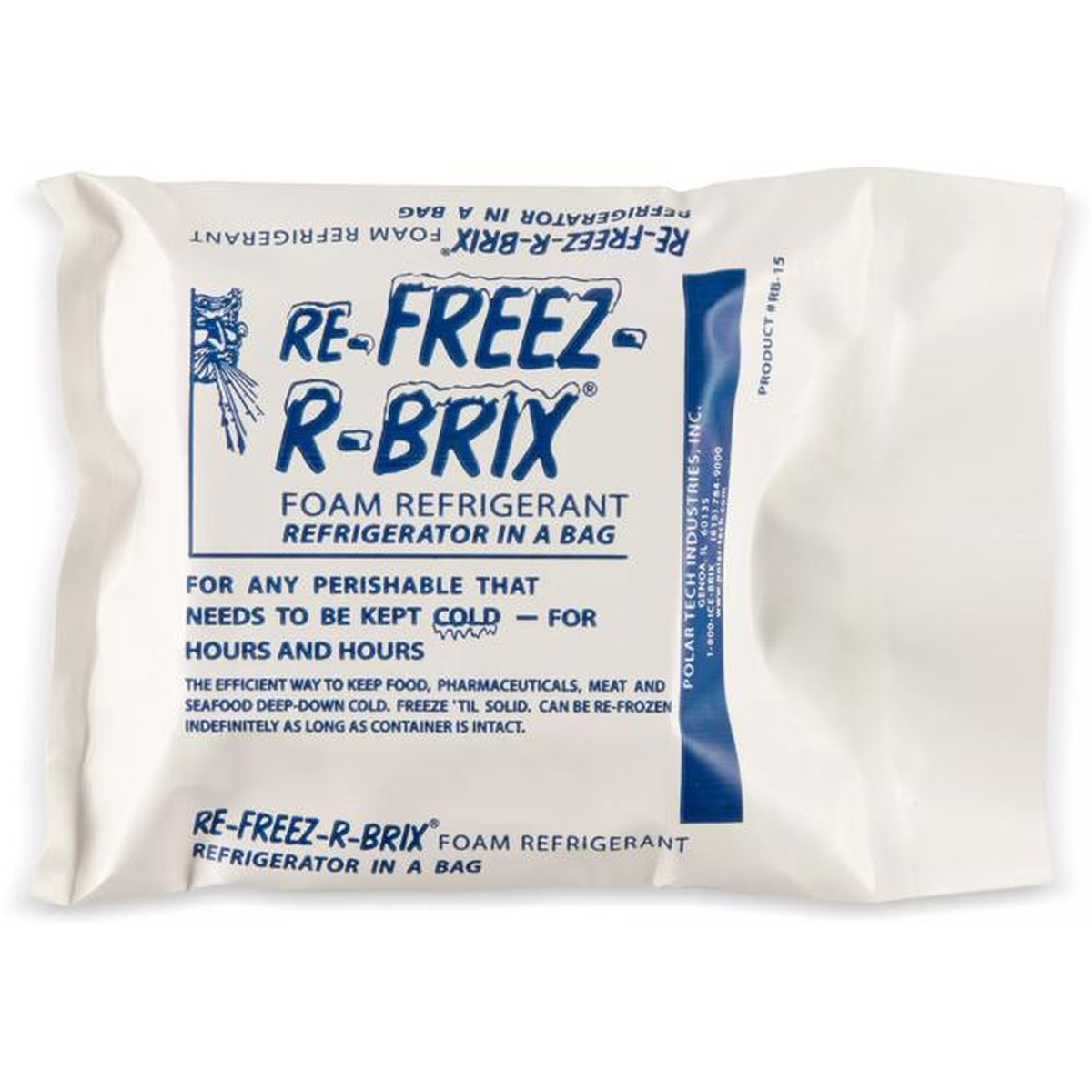Re-Freez-R-Brix foam refrigerant ice pack front label view
