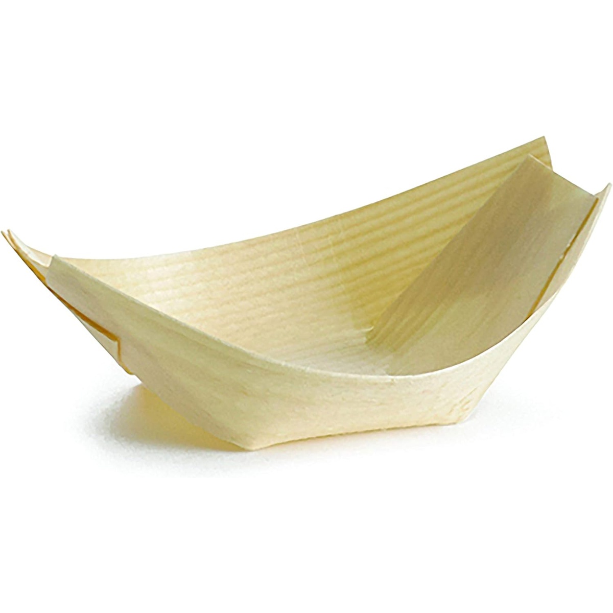 TableCraft BAMDB45 single disposable pinewood serving boat shown on white background