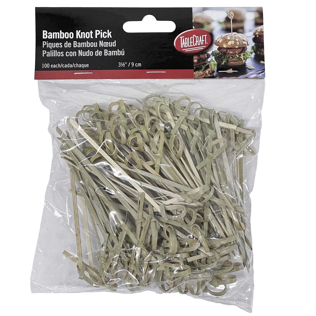 TableCraft Bamboo Knot Pick retail packaging showing 100 picks in a clear resealable bag with branded header card