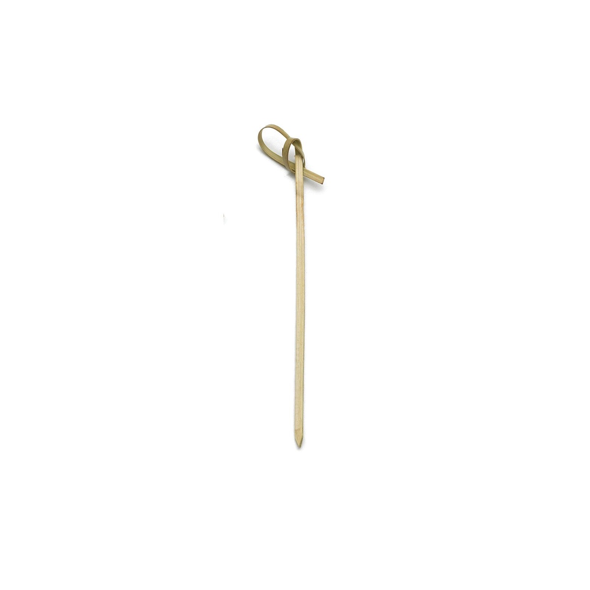 Single 4.5-inch bamboo knot pick with looped knot end and pointed tip