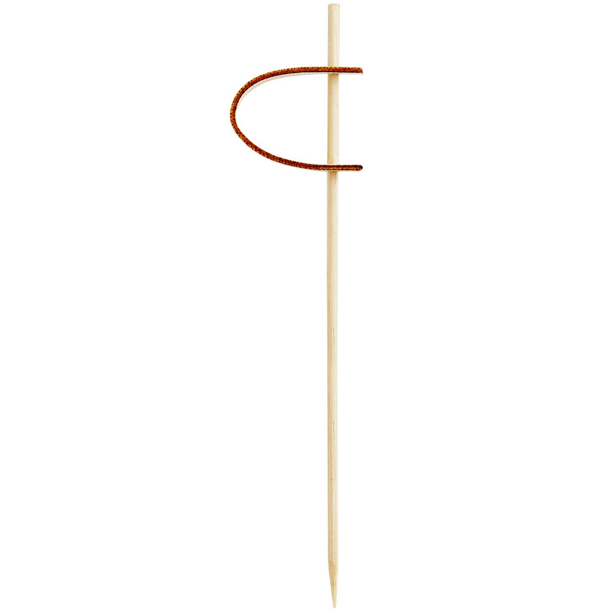 Tablecraft BAMPS6 6-inch bamboo sword pick with decorative curved guard detail on white background