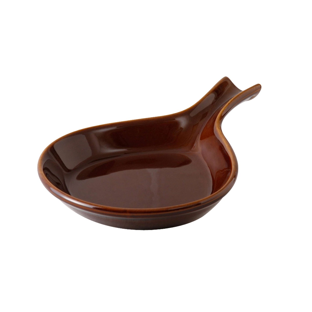 Tuxton BAP-130 caramel 28.5 oz glazed china fry pan server with attached handle