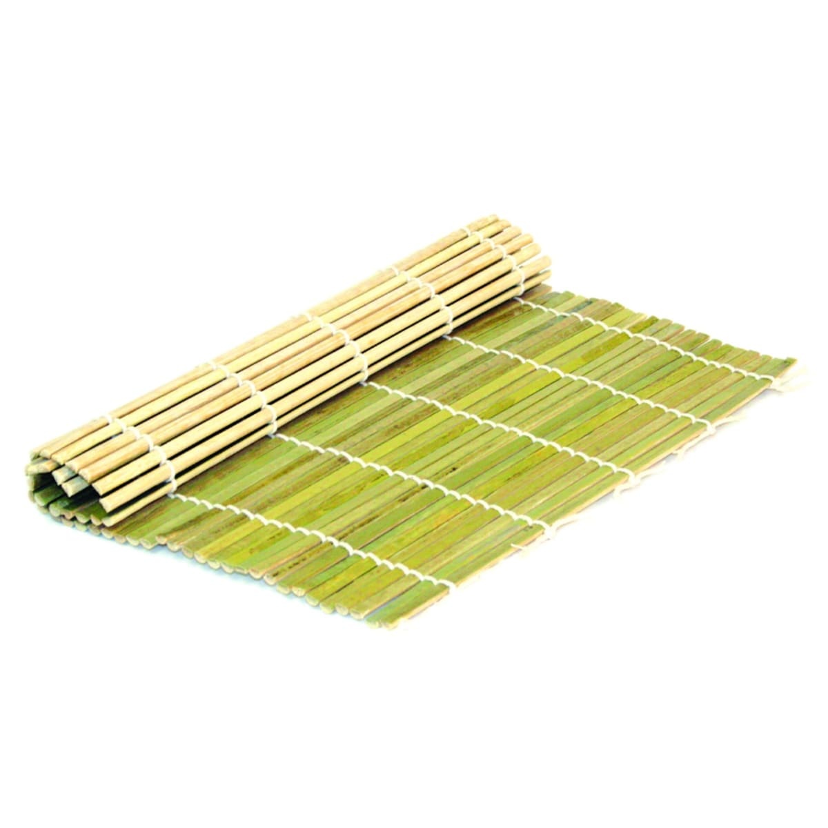 Thunder Group BASR095JP 9-1/2 inch square flat bamboo sushi rolling mat, partially rolled