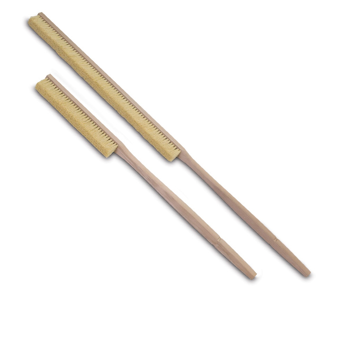 Malish BB-36 36-inch pizza and bakery oven brushes with tan Tampico fiber bristles and solid wooden handles