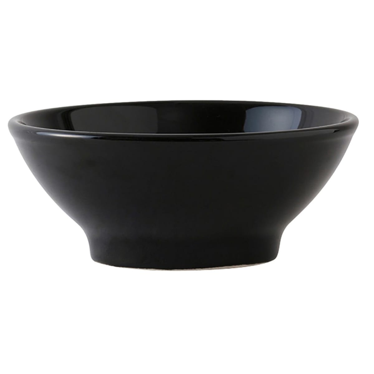Tuxton DuraTux BBB-2508 25 oz round black ceramic menudo salad bowl with pedestal base