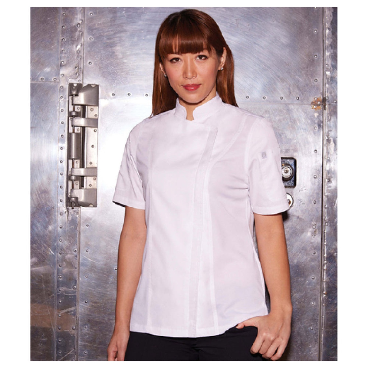 Chef Works Springfield Women's White Short-Sleeve Chef Coat front view