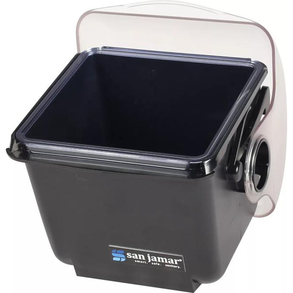 San Jamar BD2001 Mini Dome Condiment Center open tray angled view with dome lid flipped back