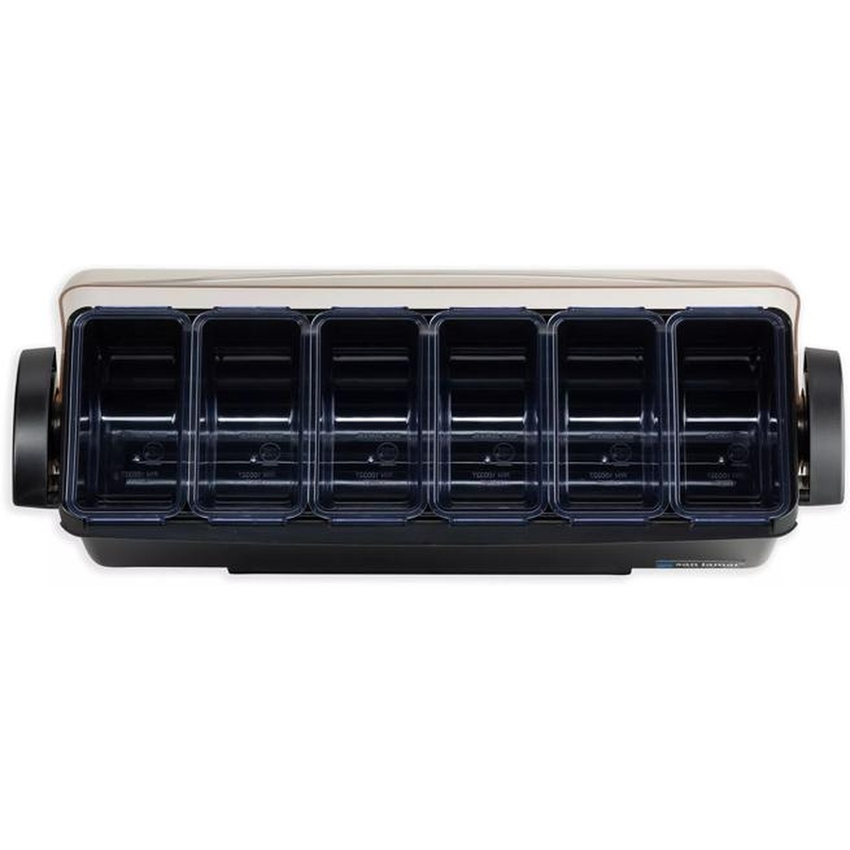San Jamar Dome Garnish Center with dome lid open revealing six clear insert trays
