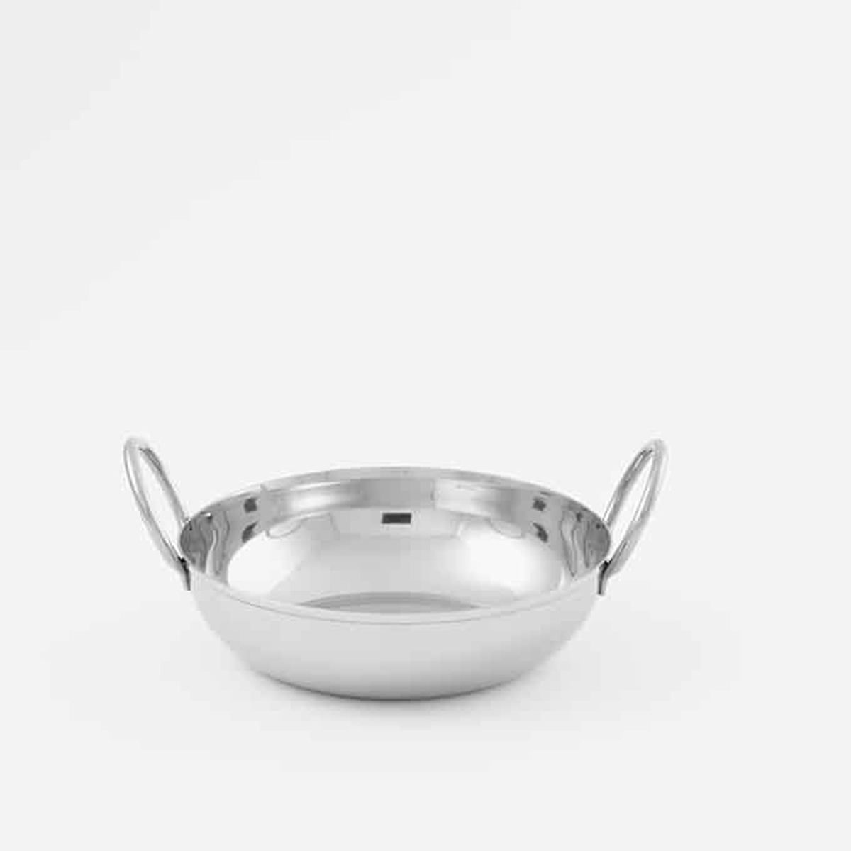 American Metalcraft BD55 18 oz stainless steel balti dish with two loop handles and mirror finish
