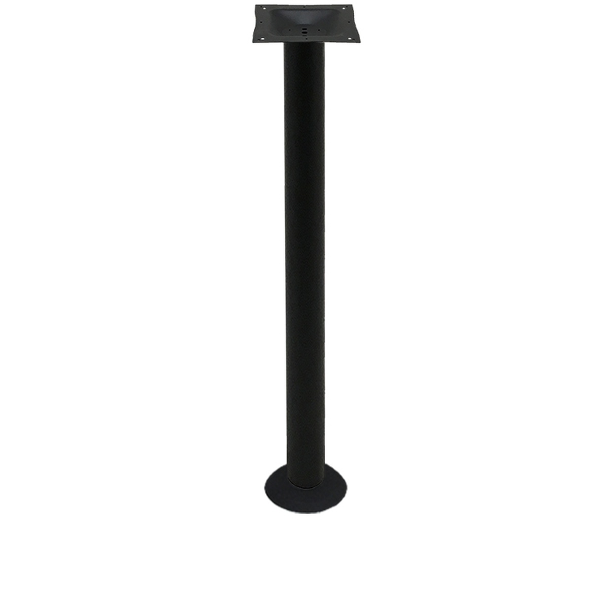 Oak Street BDB-BAR bar-height bolt down table base with 3-inch black steel column, square top spider plate, and round mounting base