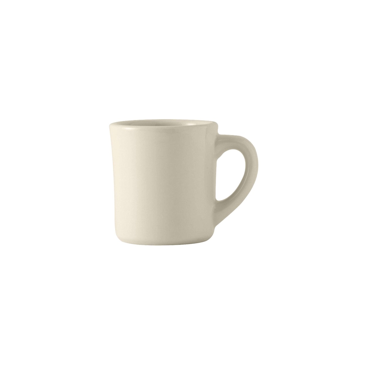 Tuxton BEM-0802 9 oz. Eggshell Old Time Mug in vitrified china with classic handle