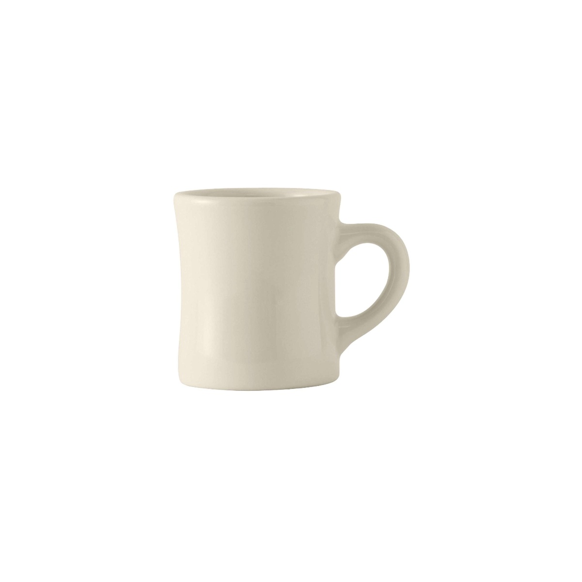 Tuxton BEM-090B 9 oz. Eggshell Diner Mug with classic diner silhouette and loop handle