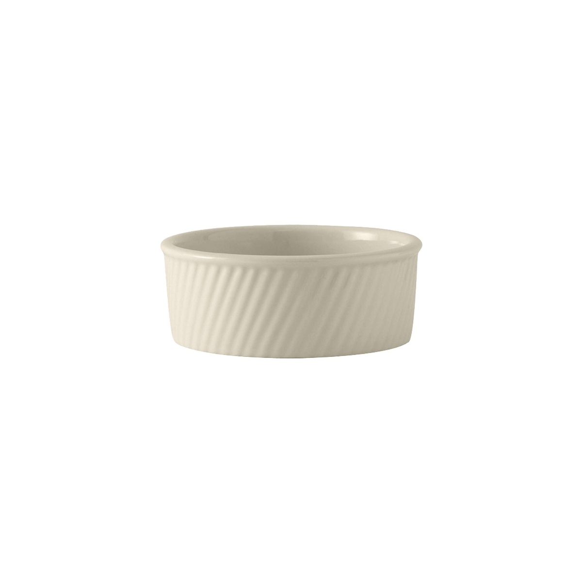 Tuxton BEX-2004 18 oz eggshell swirl souffle bowl, round with embossed diagonal swirl pattern and glossy finish