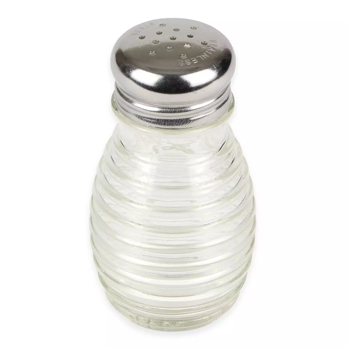 Tablecraft BH2 Beehive Collection 2 oz glass salt and pepper shaker with stainless steel lid, single unit
