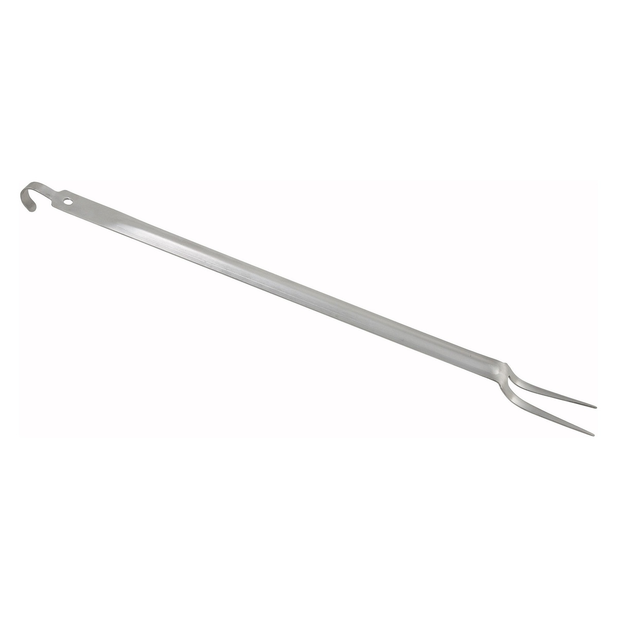 Winco BHKF-21 21-inch stainless steel basting fork with two tines and hang hook on handle end