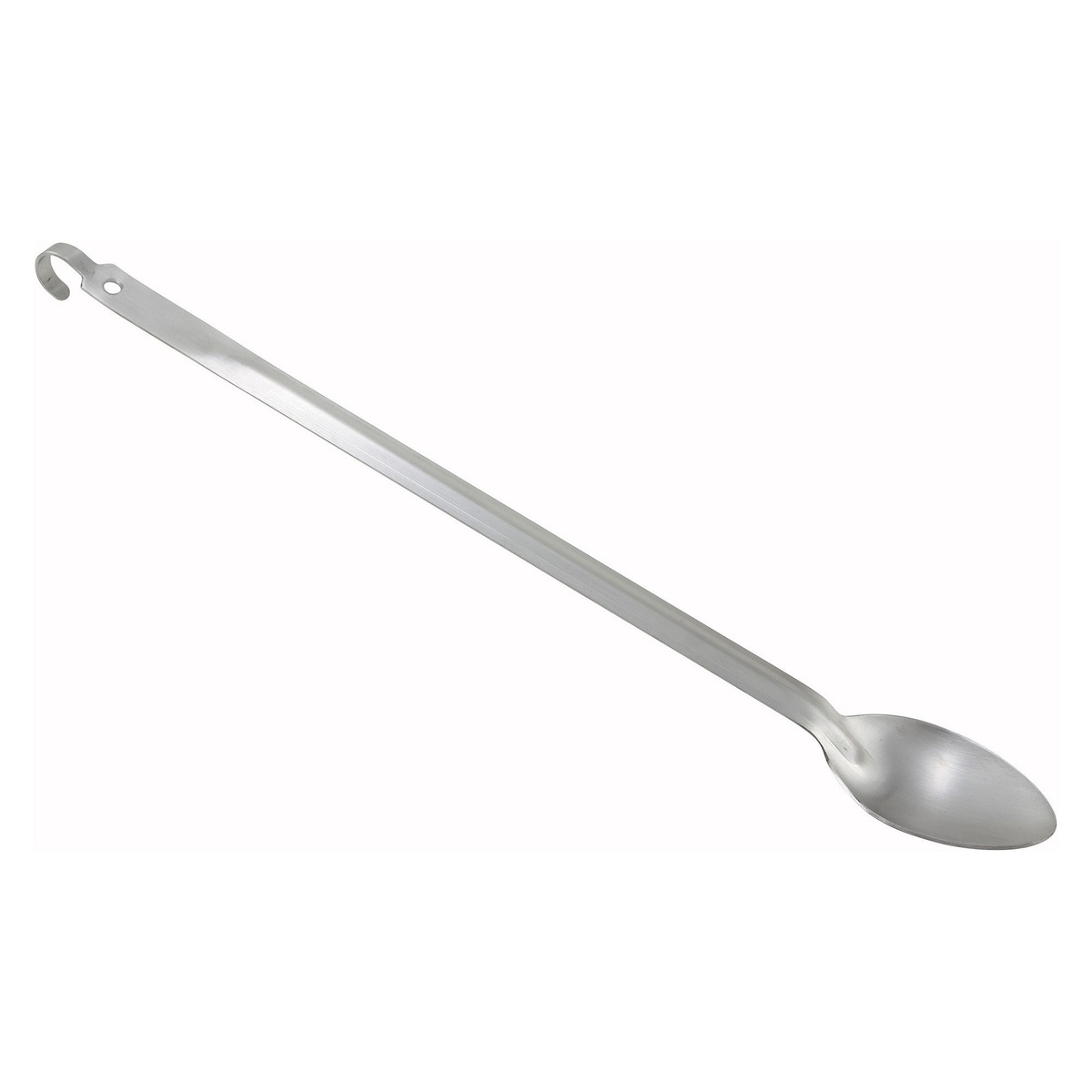 Winco BHKP-21 21-inch perforated stainless steel basting spoon with integrated hang hook