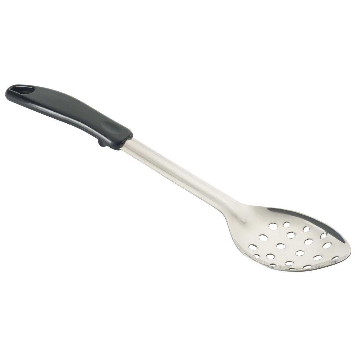 Winco BHPP-13 13-inch perforated stainless steel basting spoon with black polypropylene stop-hook handle