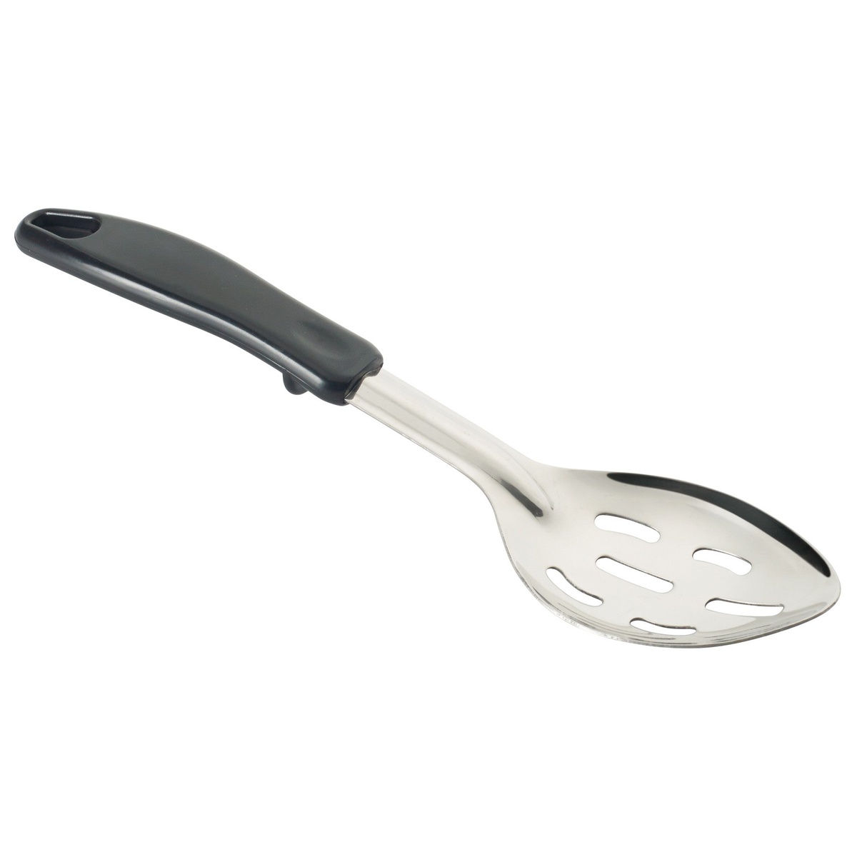 Winco BHSP-11 11-inch slotted basting spoon with black polypropylene handle and stainless steel slotted bowl