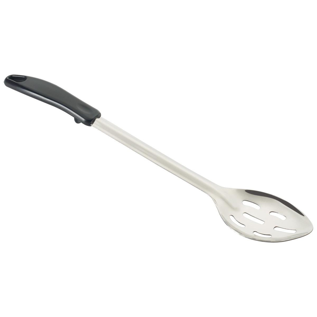 Winco BHSP-15 15-inch slotted basting spoon with black polypropylene handle and stainless steel bowl
