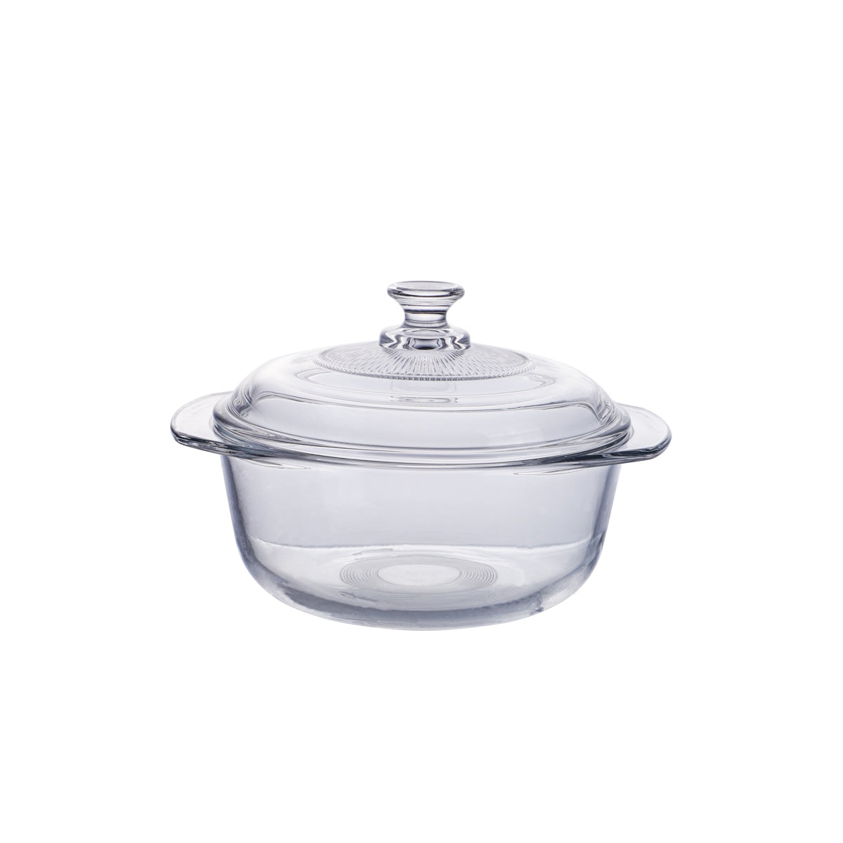 Enhanced BJW202-1 2.6-liter clear tempered glass pot with matching domed lid and side handles