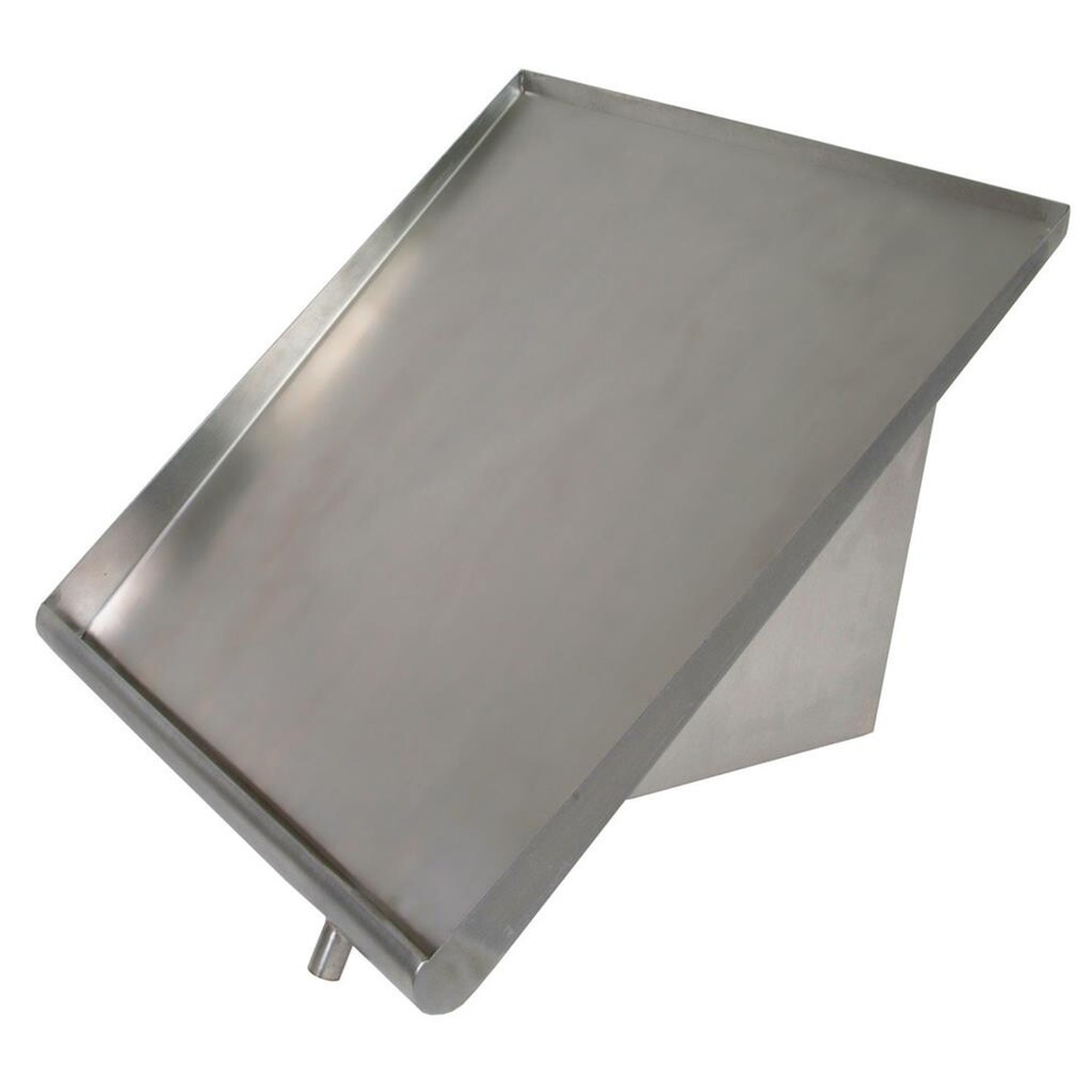 BK Resources BK-SSH-63 stainless steel wall mount slant rack shelf angled view showing rolled front edge and drainage weep port
