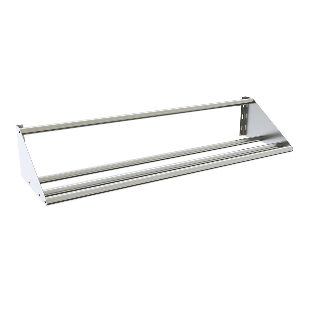 BK Resources BK-TSH-63 63-inch stainless tubular overshelf angled perspective view