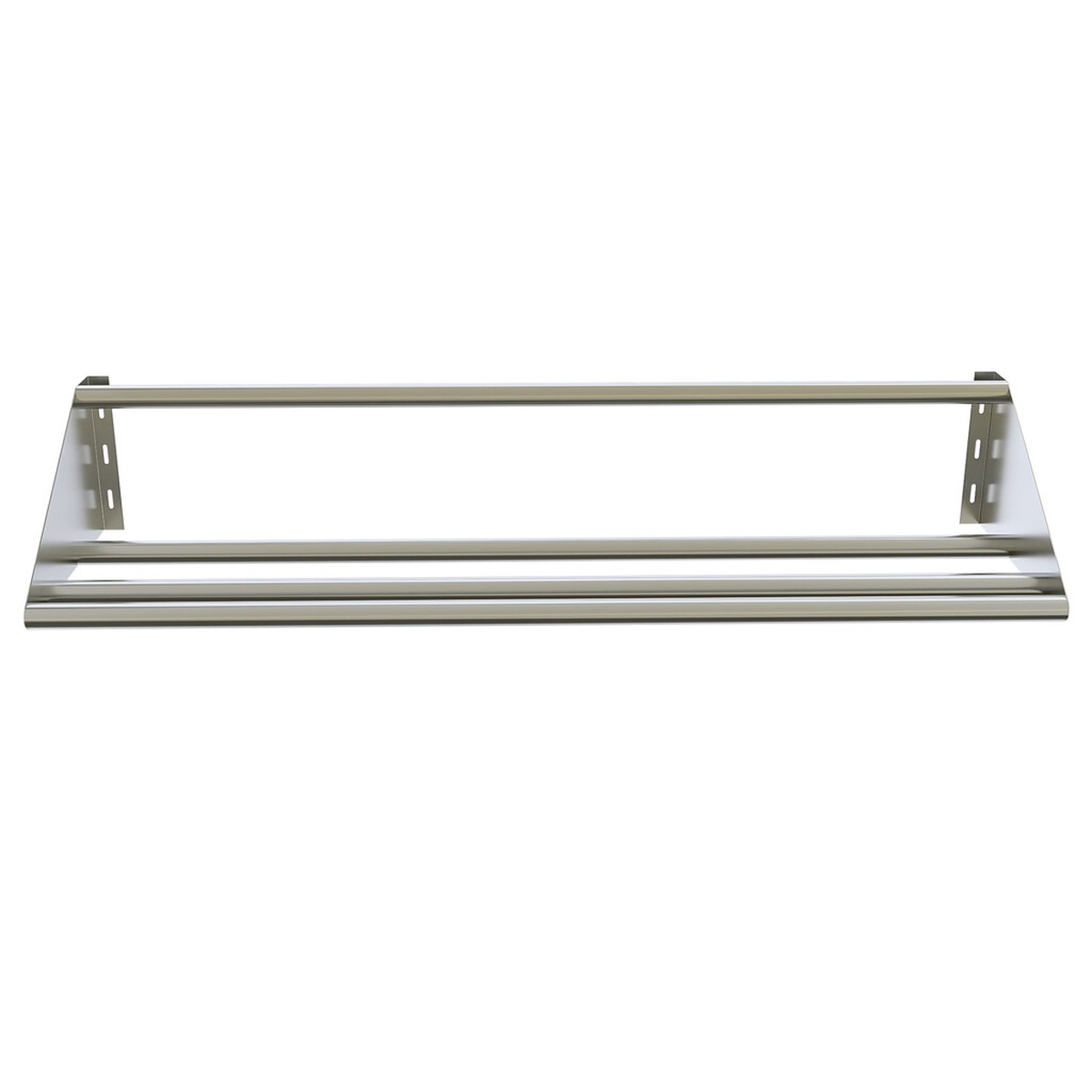 BK Resources BK-TSH-63 tubular overshelf front view showing slotted angle supports and tubular rails