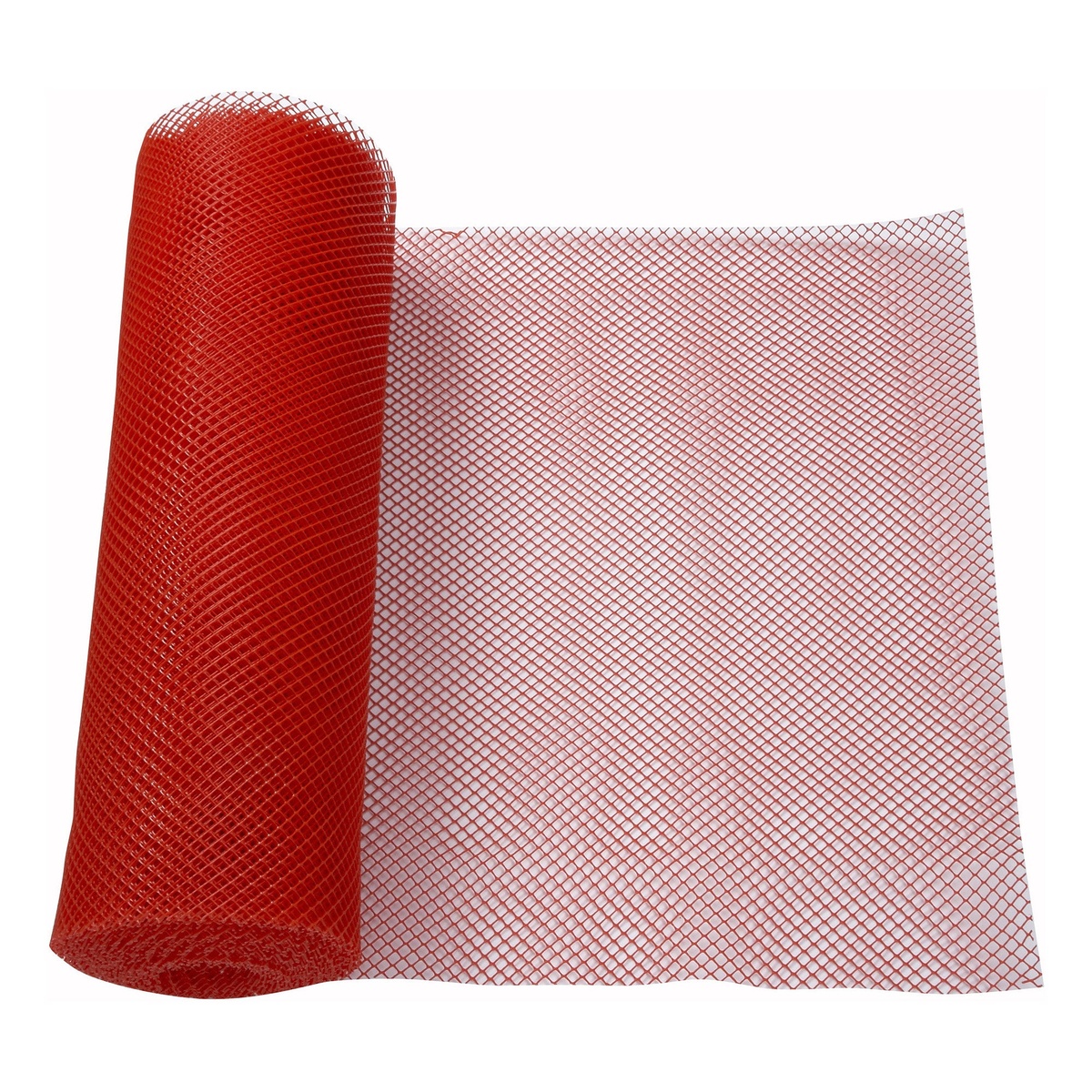 Winco BL-240R red plastic mesh bar liner roll partially unrolled on white background