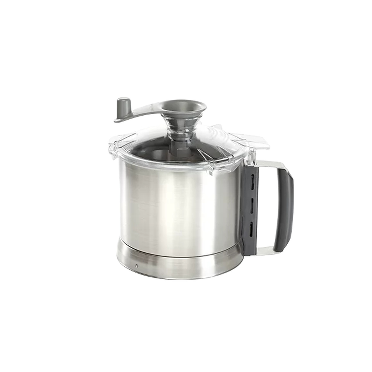 4.5 quart stainless steel bowl with clear polycarbonate lid and soft-touch handle