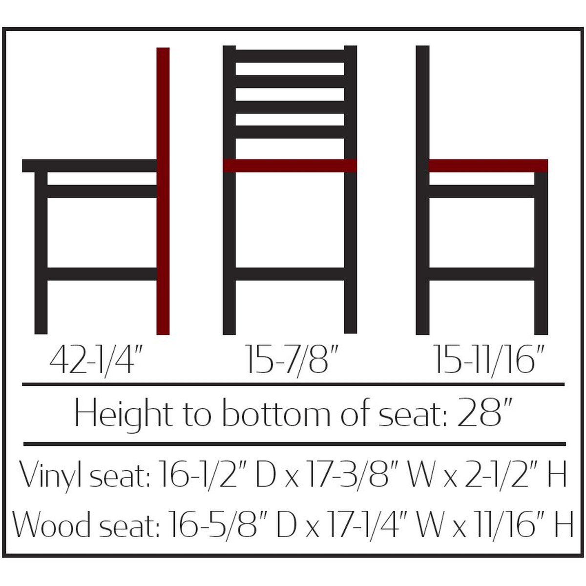 BM-234 barstool dimension diagram showing overall height, width, depth, and seat height measurements