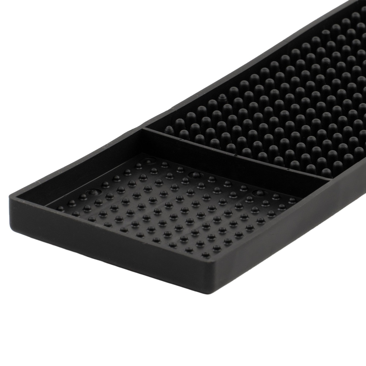 Close-up of Winco BM-327K bar mat showing raised rubber nub texture and lipped edge detail
