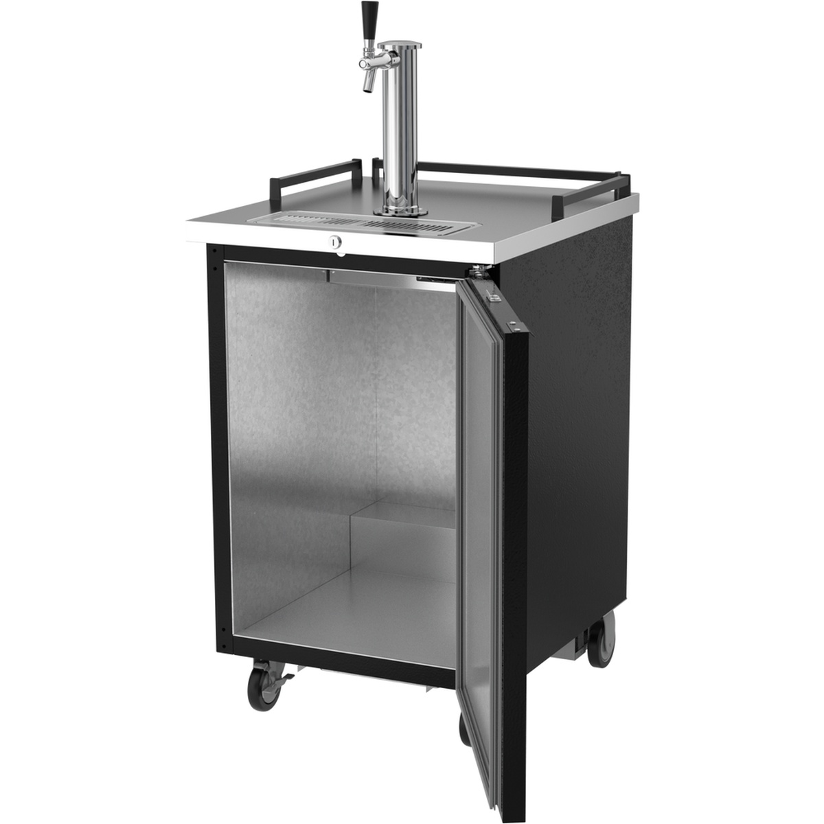 Beverage-Air BM23HC-B bar mobile with door open showing galvanized steel interior