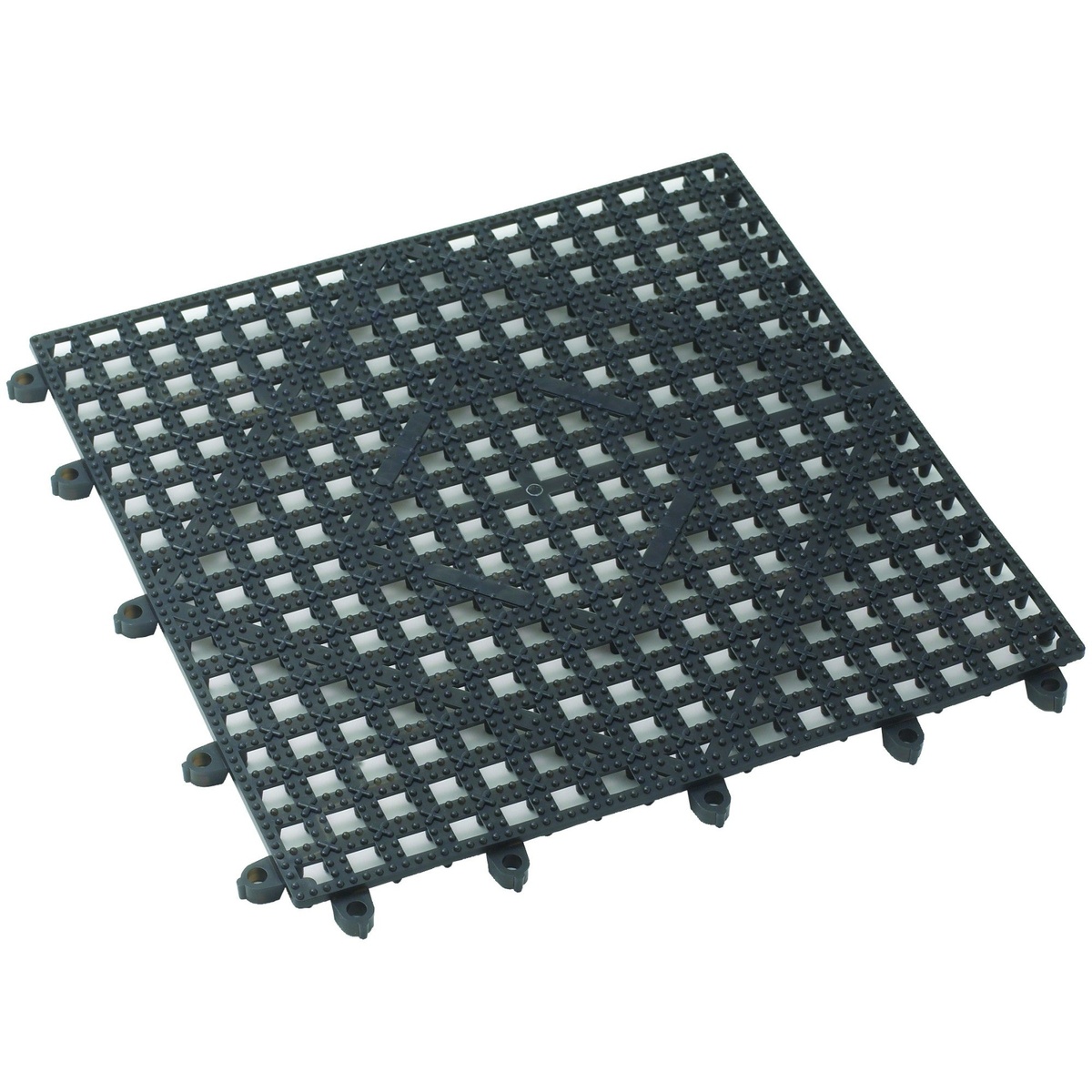 Winco BML-12K 12x12 inch dark smoke interlocking plastic bar mat with grid pattern and connector tabs on edges