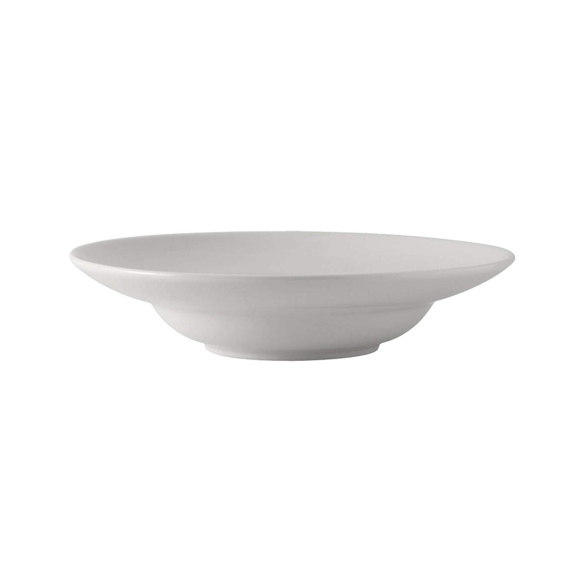 Tuxton porcelain white pasta bowl with wide tapered rim and shallow well