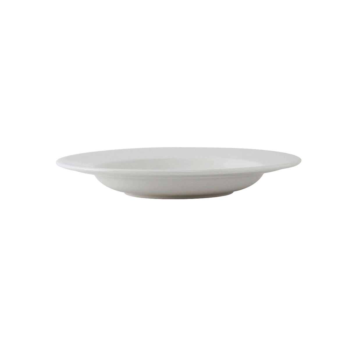 Tuxton porcelain white shallow pasta bowl with wide flat rim