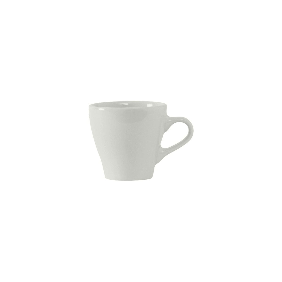 Tuxton Europa porcelain white china espresso cup, compact size with loop handle