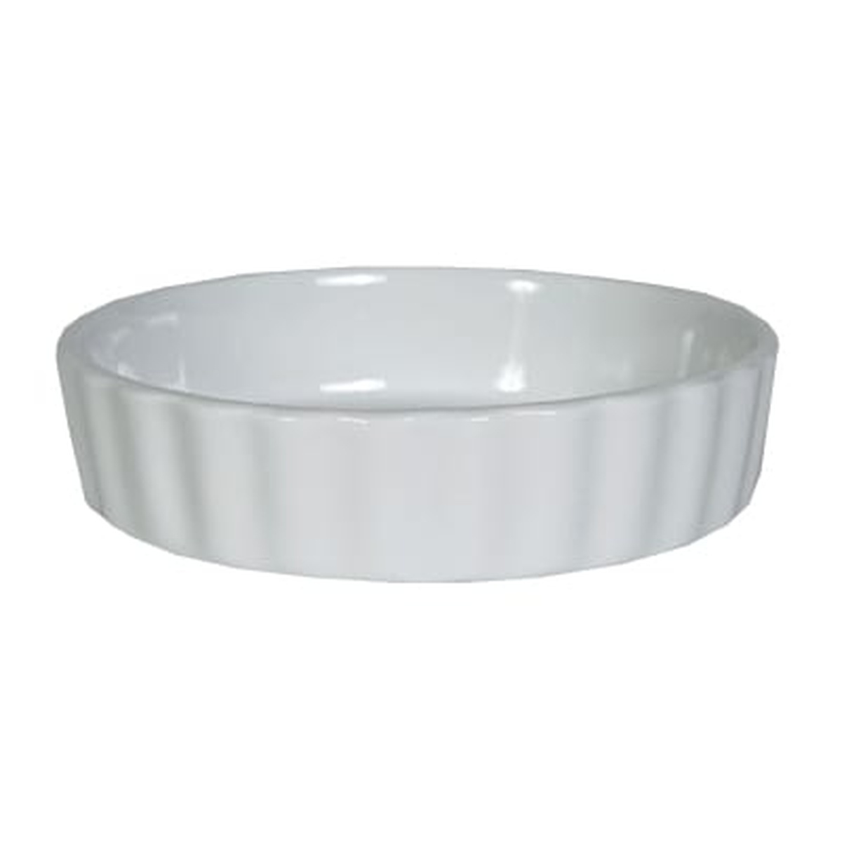 Tuxton BPK-0805 8 oz white fluted round porcelain creme brulee dish