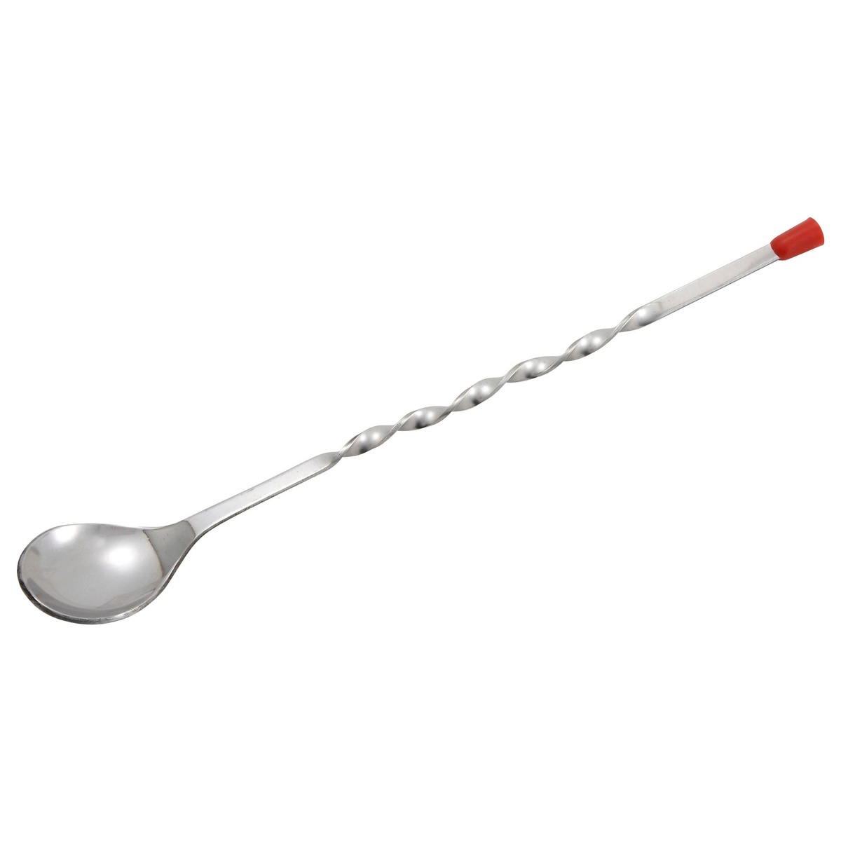 Winco BPS-11 11-inch stainless steel bar spoon with twisted shaft and red knob
