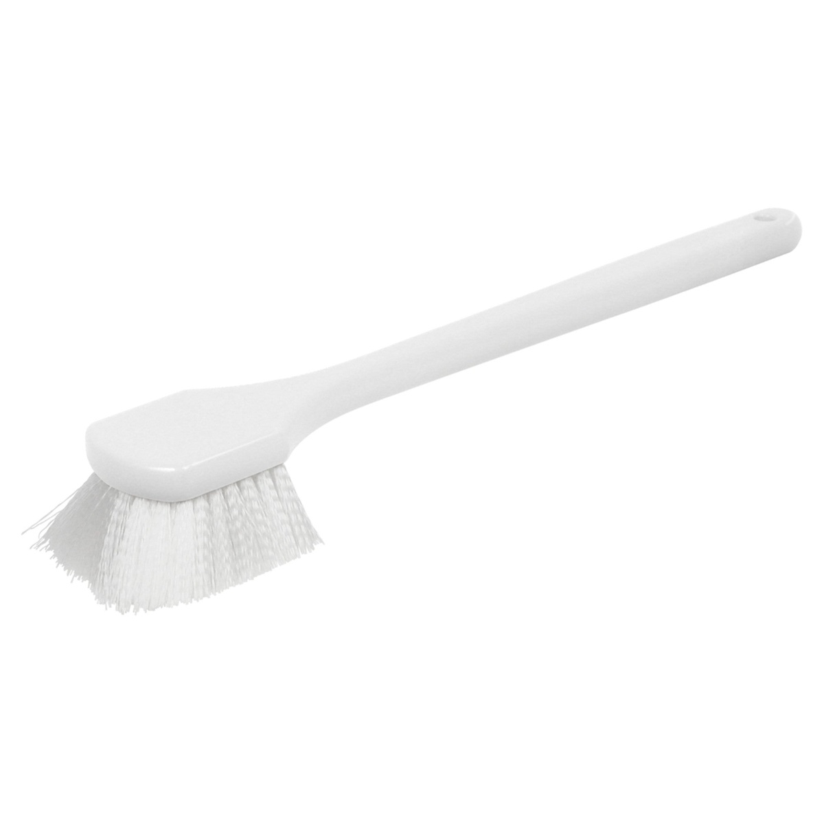 Winco BRN-20P 20-inch white pot scrubbing brush with plastic handle and nylon bristles