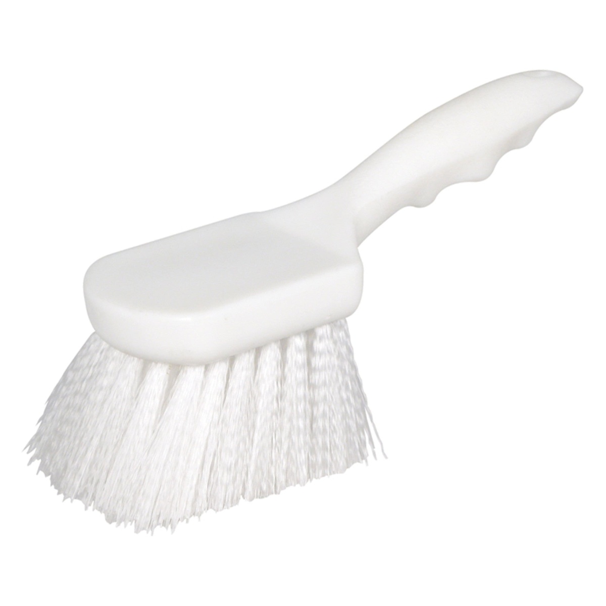 Winco BRN-8P white pot scrubbing brush with nylon bristles and plastic handle, 8 inch length